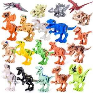 Jurassic dinozorlar bloklar oyuncaklar dünya tyrannosaurus rex pterosaur velociraptor, yapı taşları montajı erkekler için hediye