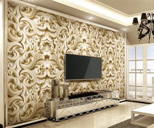 Europeisk präglad mönster väggmålning tv -soffa sovrum bakgrund vägg klistermärken anpassad valfri storlek väggmålning papier peint papel