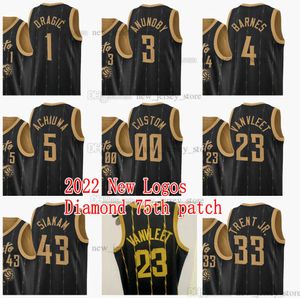 2022 NCAA Diamond 75th Anniversary 2022 New Black City Basketball 4 Scottie Barnes Jerseys Pascal 43 Siakam Fred 23 Vanvleet Goran 1 Dragic 33 Gary