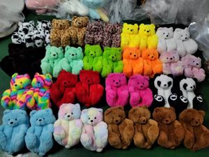 Plush Animals damskie misie pancernik Brązowy dom w pomieszczenia miękki antypoślizg faux futer słodki puszysty różowy zimowy ciepły buty