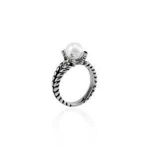 Pearl Ring Vintage Jewelry Women Twisted Wire Wedding Engagement Design Ring Birthday Gift
