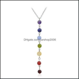 Подвесные ожерелья подвески ювелирные украшения Новый 7 Colorf Natural Stone Crystal Chakra Ожерелье Женщины Индия йога Рейки исцеление еврейской женщины доктор