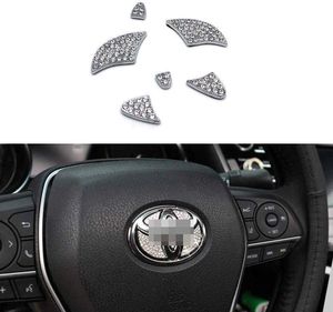 Wholesale wheel toyota resale online - Car Interior Bling Accessories for Toyota Accessories Parts Yaris Corolla Camry Highlander Avalon RAV4 Steering Wheel Sign Logo D Rhinestone Decals Cover