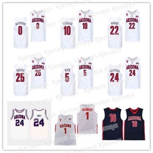 CeoArizona Wildcats Basketball Jersey NCAA College Bibby Mannion Arenas Terry Dalen Terry Azuolas Tubelis Kerr Kriisa Oumar Ballo Pelle Larsson