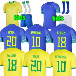 Wholesale brazil kid jersey for sale - Group buy 2022 VINIJR Soccer Jerseys BRAZILS NERES COUTINHO player fans football shirt PAQUETA JESUS MARCELO PELE CASEMIRO brasil mens kids sets