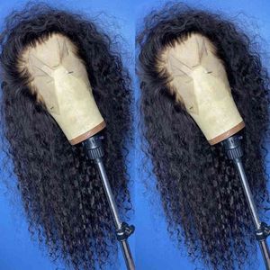 13x4 Kinky Curly Spets Front Human Hair Wigs Transparent Front For Woman Brasilian Women 220608