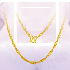 Pure Yellow Gold Water Wave Chain Necklace/ 999 24K Necklace 2.8-4.4g Chains Morr22