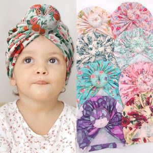 Säuglingsbabymütze, Donut-Kopfbedeckung, Kinder, Kleinkinder, Kinder, indische Mützen, Turban, weich, bequem, Frühling, Herbst, Winter, Blumenmuster, Hüte