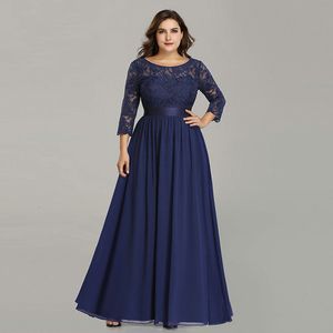 Burgundy Navy Plus Size Mother Of The Bride Dress With Lace Sleeves 2022 A Line Full Chiffon Wedding Guest Evening Party Gowns Groom Mom Prom Party Skirt For Women on Sale