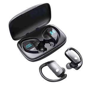 Bluetooth Ear Hook Earphones Wireless Headphone Headset LED Display Sports Gaming Waterproof HIFI Noise-Cancelling Binaural Earpiece Earplug For Smart Cellphone