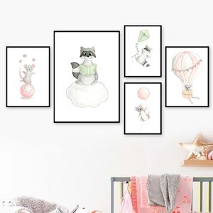 Schilderijen muis wasbeer konijnen ballon kiteboek kwekerij wall art canvas schilderen negische posters en prints foto s kinderkamer decorpaintin