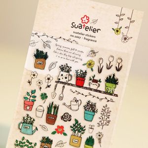 Gift Wrap Suatelier Fragrance Stickers 3D Clear Epoxy Material Scrapbooking Die Cut Gardening Plant Potted Flowers Cactus DIY Hobby CraftsGi