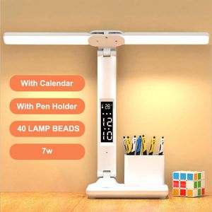 Bordslampor Desk Lamp Multifunktion med kalender USB Touch Night Light Pen Holder For Bedroom Reading de Chevettable