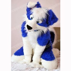 Halloween Blue Dog Fursuit Mascot Costume Top Quality Cartoon Husky Anime Theme Character vuxna storlek Christmas Carnival Birthday Party Outdoor Outfit