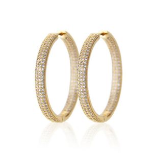 Trendy 18K Gold Plated Elegant Women Round Hoop Earrings Genuine Austrian Crystal Diamond Fashion Costume big Earrings Jewelry