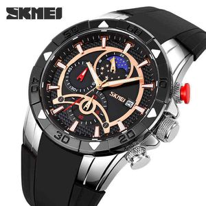 SKMEI 2022 New Fashion Movimento al quarzo Uomo Sport es Impermeabile Moon Phase Stop Clock Uomo Relogio Masculino Y220707