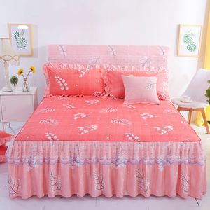 1pc Sanding Lace Bedspread Fashion Queen Bed Skirt Thickened Fitted Sheet Two-Layer Single Double Bed Dust Ruffle 220623