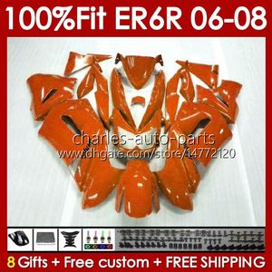 OEM Fairings Kit för Kawasaki Ninja ER6 650 R ER 6 F 650R ER6F 06 07 08 BODY 139NO.87 650-R ER 6F ER-6F 2006 2007 2008 650R-ER6F 06-08 injektion Mögel Kroppen Glossy Orange