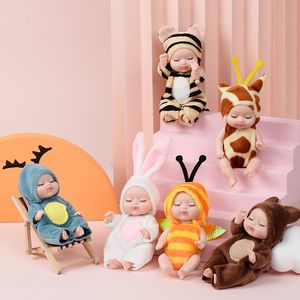 1 Stück schlafende Babypuppe, süßes Tier, 8,9 cm hoch, simulierte Wiedergeburt für Kinderspielzeug mit Kleidung 220826