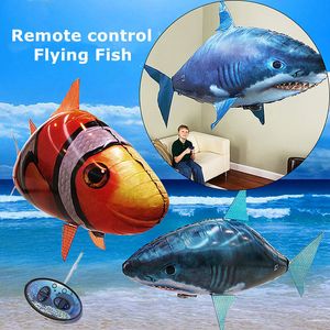 1PCS Remote Control Flying Air Shark Toy Clown Fish Balloons RC Helicopter Robot Gift For Kids Inflatable With Helium Fish plane