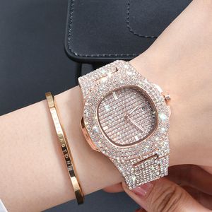 Luxury Studded Watch Diamond Stainless Steel Women Watches Simple Calendar For Trend Clock Relogio Feminino Dropship