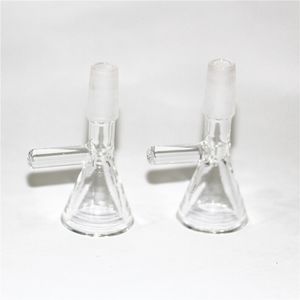 Hosahs Rökning Glasskålar Tobak Herb Dry Bowl Slide för Bong 14mm Man Fog med handtag Silikonnektar