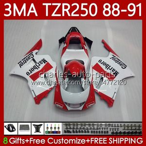 Bodys Kit för Yamaha TZR-250 TZR 250 TZR250 R RS RR 88-91 Bodywork 115NO.9 YPVS 3MA TZR250R 88 89 90 91 TZR250-R TZR250RR 1988 1989 1990 1991 Moto Fairings White Red Blk
