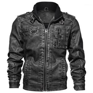 Mäns Fur Faux Jackor Men Slim Fit Casual Outwear Bomber Jacket WinderBreaker PU Motorcykel Läder Male Coat Drop