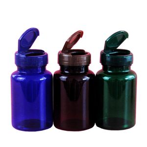 30PCS 100 ml 150ml 250ml Flip Split Bottle Pet Plast Capsule Förpackning Små medicin Lift Cover Blå Brown CX220323