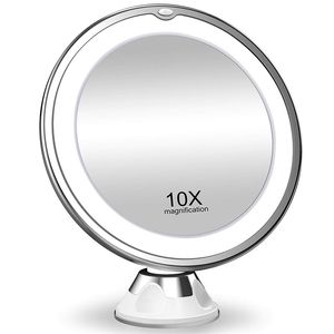Гибкое зеркало для макияжа 10x увеличение S светодиодное светодиодное сенсорное экранно -экрановое тщеславие портативный туалетный столик Cosmetic S 220509