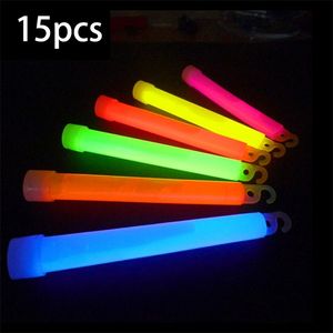 15pcs Glow Sticks 6 Ultra Bright Glow Stick Military Party Camping Emergency Lights Chemical Fluorescent Glowstick For Fishing 220527