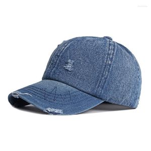 Beanie/Kafatası Kapakları Net Ünlü Yıkanmış ve Eski Denim Cap Erkek Kore Modası Vahşi Sonbahar Kış Güneş Kremi Taylı Beyzbol Şapkası Tide CHUR22