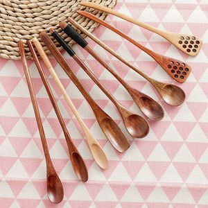 Scoops Eco Friendly Natural Wood Spoons kaffe Stir Ste Soup Sugar Honey Dessert Appetizer Sässtigning Bistro Small Spoon