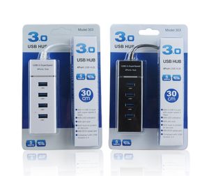 USB Hub Cable Adapter 4 Ports 3.0 Dock Fast Transfer Splitter 4 в 1 Кабели передачи данных расширения для ПК Macbook ноутбук HAB с розничными пакетами