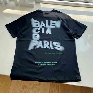 Balencaigass Balenciga Designer футболки Paris Home S Летнее размытое печать эксклюзивная футболка с коротким рукавом универсальная модная спортивная одежда