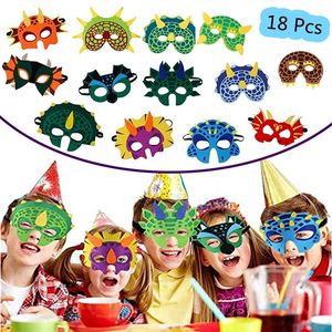 681218 Pcs Dinosaur Party Masks Elastic and Felt Child Maques Foam Dragon Face Mask for Kids Themed Masquerade Halloween Gift 220707