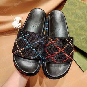 Wholesale latex dot resale online - Designer Slippers Luxury Thick bottom Sandals Canvas covered Letter Embroidery Slides lady Platform Wedges Sandal Beach High heel Dress Shoes With Box i9Jo