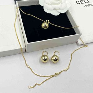 Celi solid designer gyllene boll små örhängen ins match hem slät ansikte enkelt modern personlig guldpläterad halsband