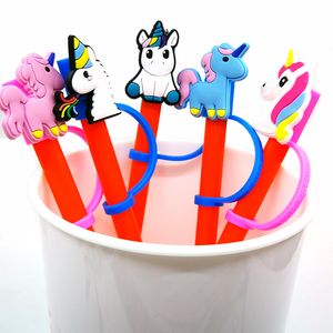 Custom Little Horse silicone straw toppers accessories cover charms Reusable Splash Proof drinking dust plug decorative 8mm straw party supplies