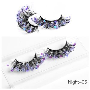 Messy Crisscross Gruby Naturalne 3D Cekinowe rzęsy Soft Vivid Curling Up Hand Robić wielokrotnego użytku Wielokrotne Luminous Fake Lashes Extensions