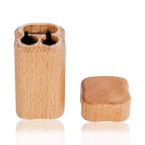 Smoking Natural Wood Dry Herb Tobacco Preroll Rolling Roller Cigarette Holder Separate Stash Case Portable Wooden Storage Cigar Container Lighter Box Jars DHL Free