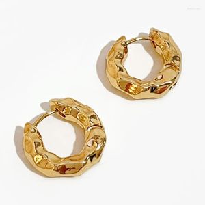 Hoop Huggie Peri'sbox Trendy Vintage Gold Color Geometric Irregular Hammered Earrings for Women Punk Street Statement Earringshoop Kir