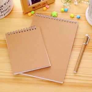 Note de notas A5 A6 Khaki SketchBook Spiral Notebook 50 folhas internas em branco kraft capa de papel escrita de desenho no bloco de notas de suprimento da escola