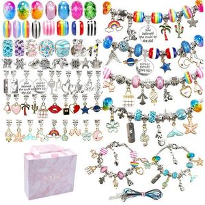 Charm Bracelets PCS Armband -Herstellung Kit einschließlich Schmuckperlen Schlangenkette DIY Craft für Mädchen Weihnachtsgeschenk Setcharm Inte22