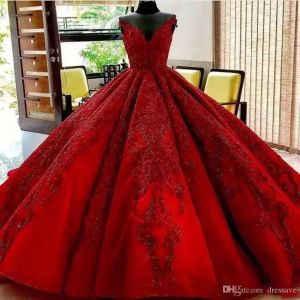 Dark Red Quinceanera Dresses Lace Applique Beaded Satin Floor Length Crew Neck Sleeveless Pleats Sweet Birthday Ball Gown Custom Made