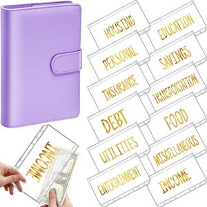 A6 Pu PU Binder Orçamento Dinheiro Envelope Organizador Personal Carteira 12 Bolsos Bolsos Dobradores Zipper para Planner Saving Dinheiro FY3650 F0323