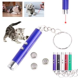 Cat Stick Toys Red Laser Pointer Pen Nyckelring med vit LED -ljus Show Portable Infrared Stick Funny Cats Pet Toy Wholesale