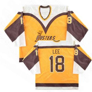 CEORETRO DUSTERS LEE HOCKEY JERSEY 42 JIM O'BRIEN 7 GOLDTHORPE18 BRIAN BINGHAMTON Bordado de costura Jerseys Nome e número personalizados