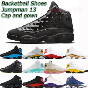 Jumpman 13S Cap и Gown Men Basketball Shoes 13 Французский Blue Black Gold Glitter Gold