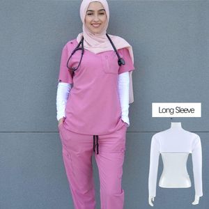 Algodão feminino macio de uma peça embrulhada com manga longa e elástico braço modal tampa quente encolher ombros hijab tops roupas muçulmanas